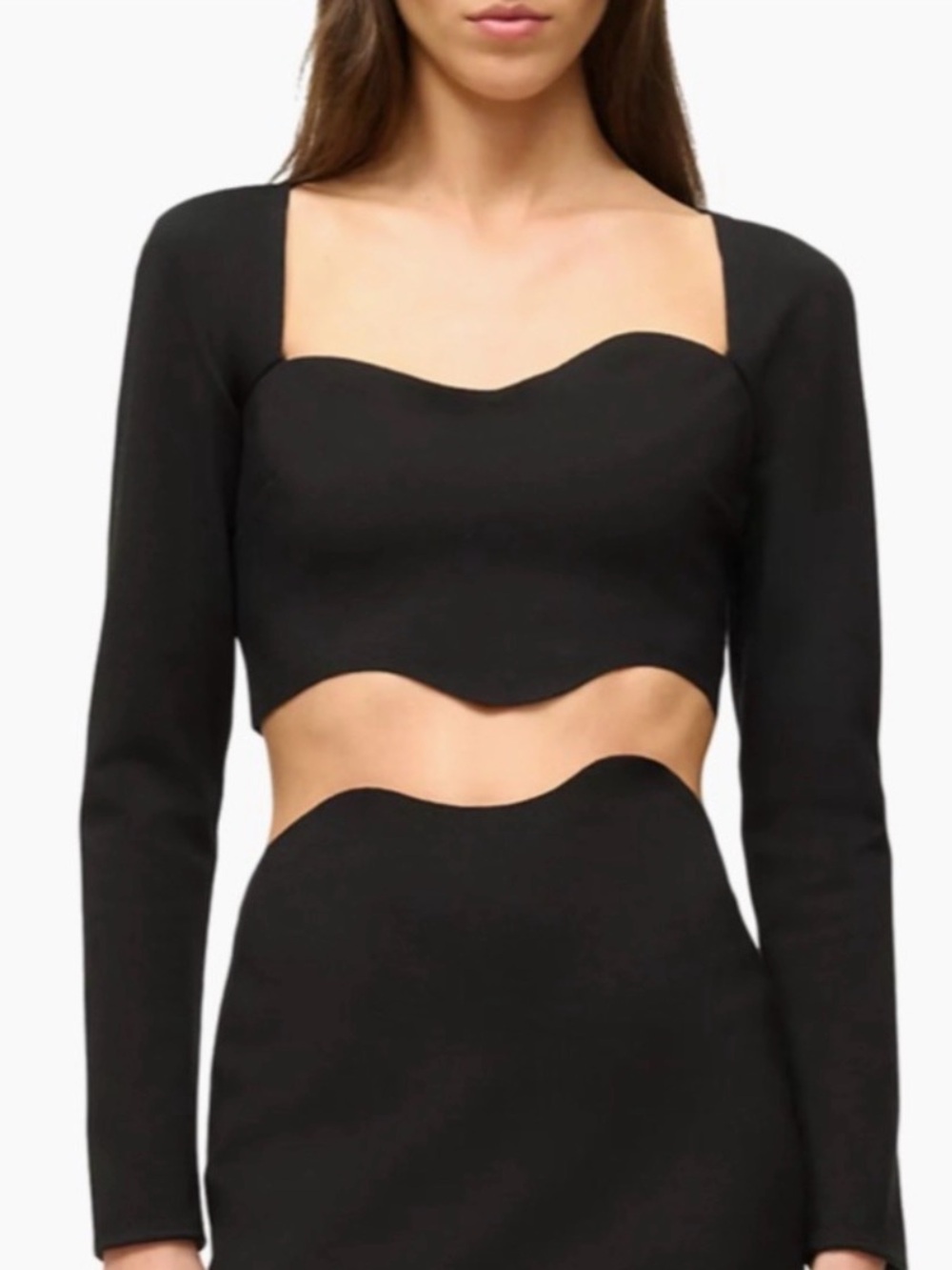 STAUD Long Sleeve Black Corde Top, NEW - Picture 2 of 12